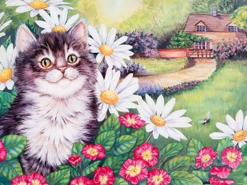 Cat Painting - Spring cat Maday Jane